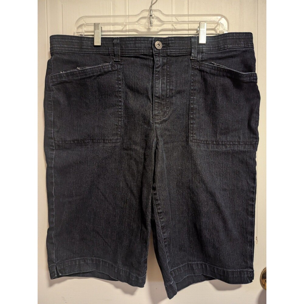 Gloria Vanderbilt Amanda Bermuda Denim Shorts Women's Sz 14 Dark Wash Mid Rise